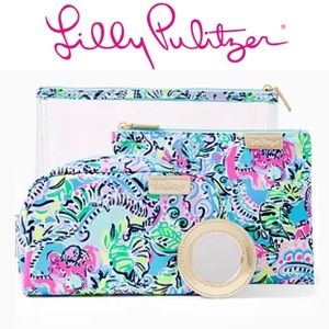 Lilly Pulitzer Astwood Pouch 4 pc. Set travel cosmetic electronic storage bags